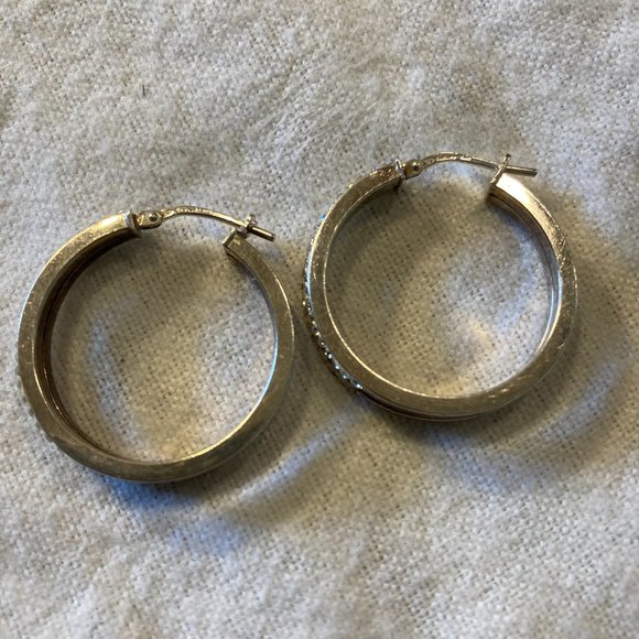 Cubic Zirconia and Silver 925 Hoop Earrings (Jordan Mom) - Picture 2 of 3